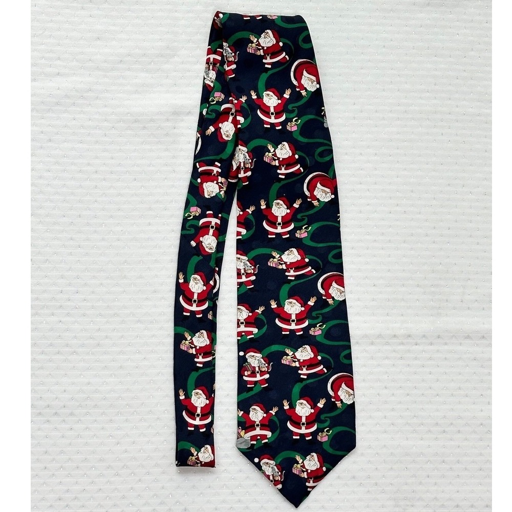 Spencer & Lowe 100% Silk Christmas Santa Claus Neck Tie Whimsical Eclectic